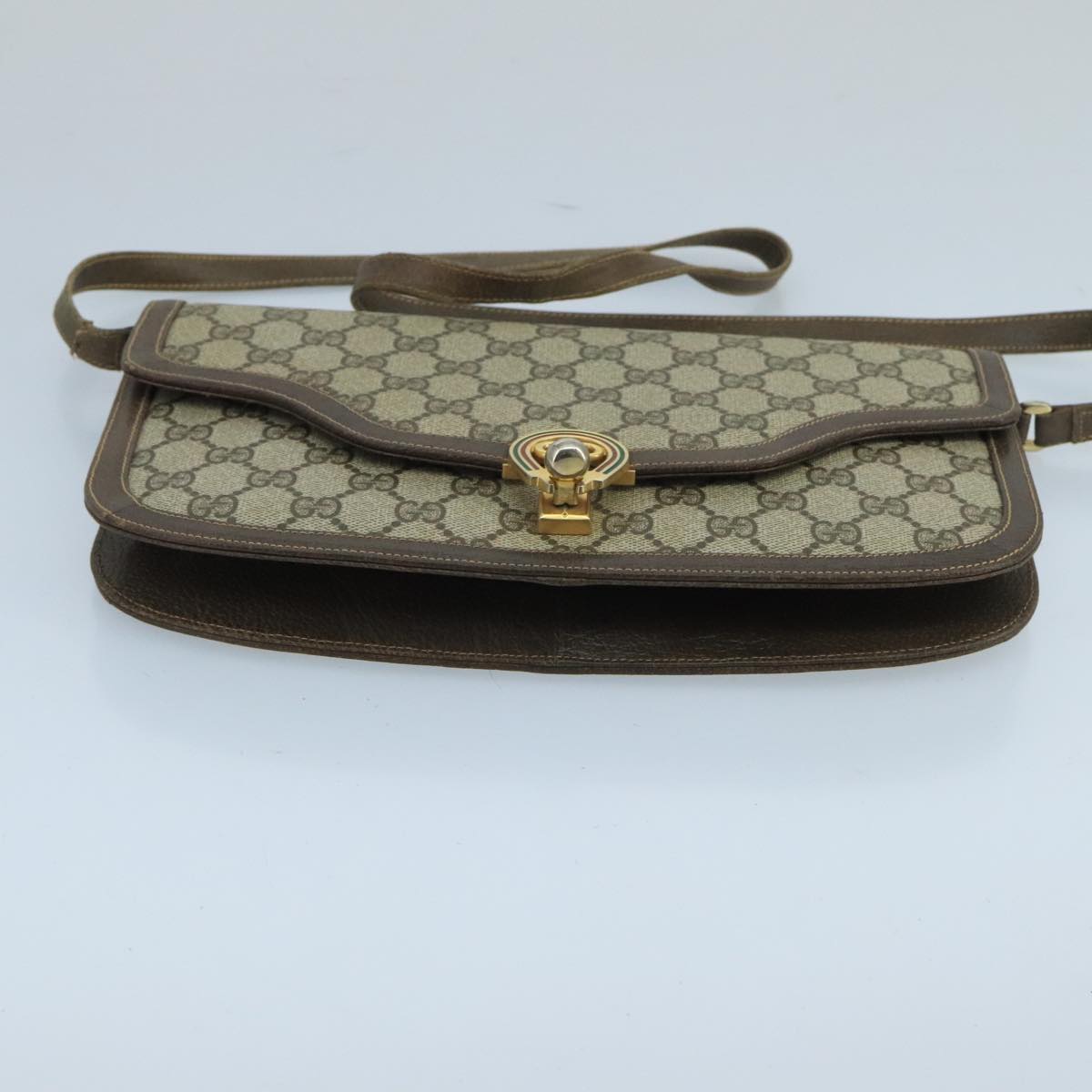 GUCCI GG Supreme Shoulder Bag PVC Beige Auth 100761