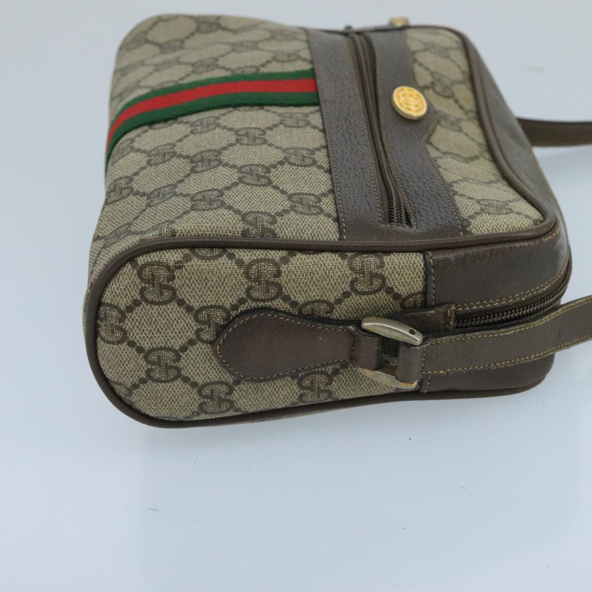 GUCCI GG Supreme Web Sherry Line Shoulder Bag PVC Beige 98 02 004 Auth 100763