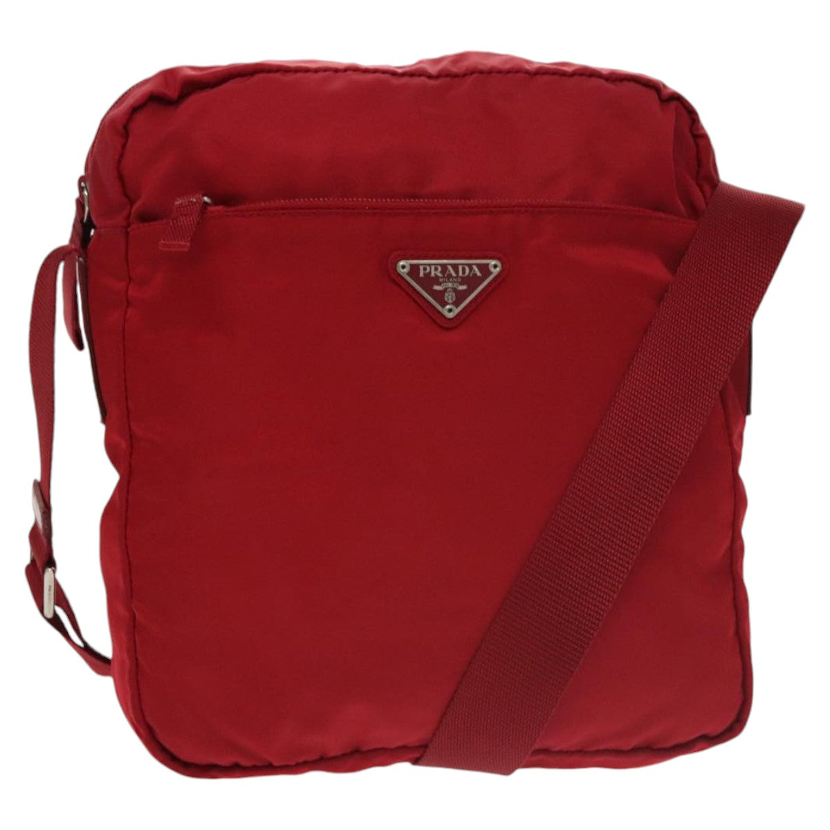 PRADA Shoulder Bag Nylon Red Auth 100777