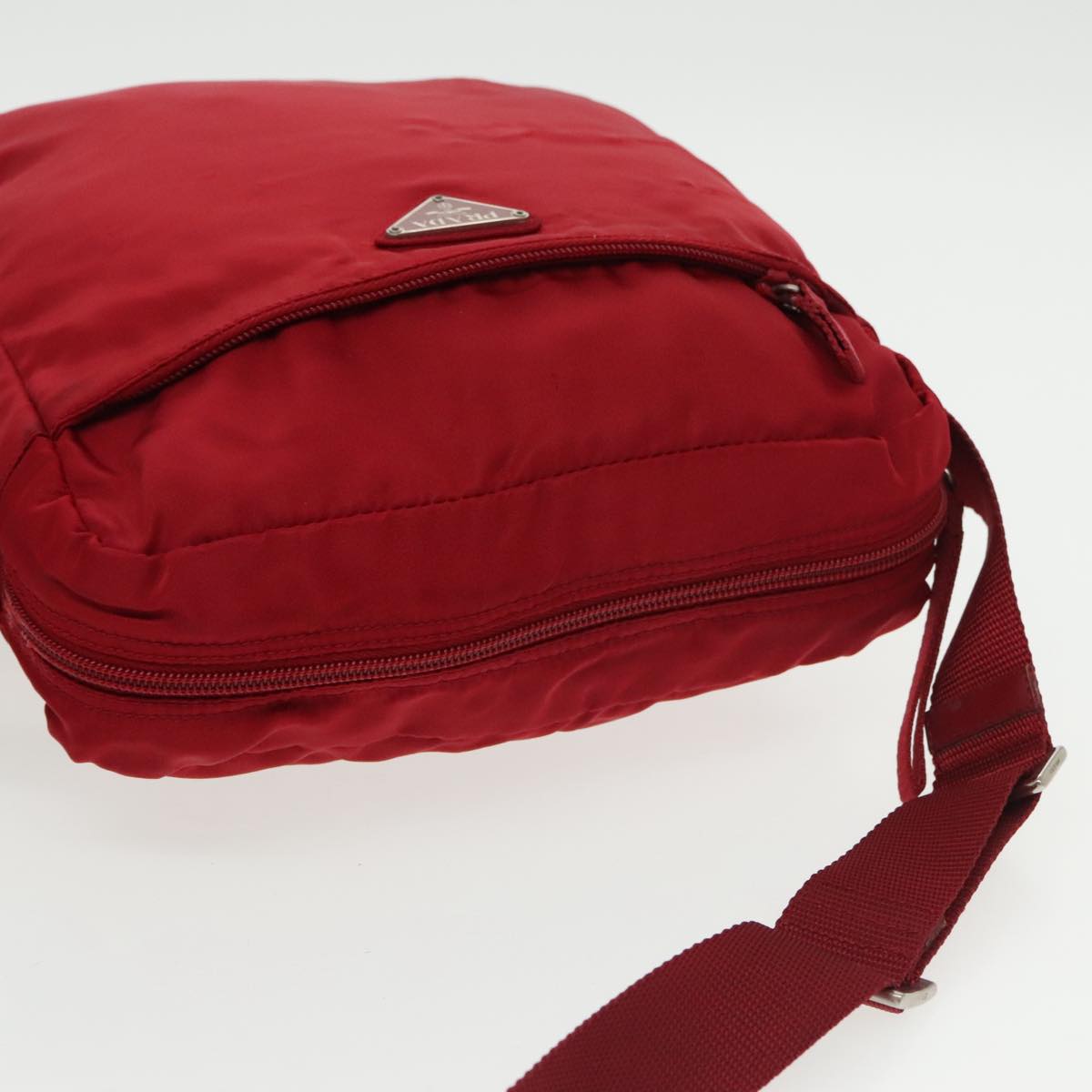 PRADA Shoulder Bag Nylon Red Auth 100777