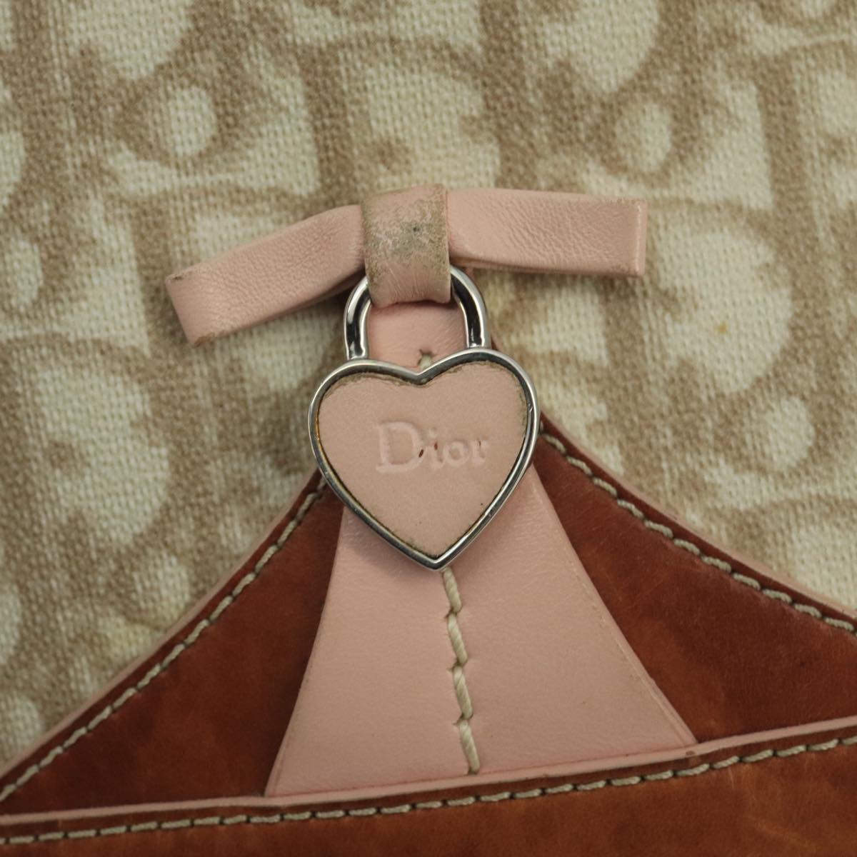 Christian Dior Trotter Romantic Shoulder Bag PVC Beige Auth 100780