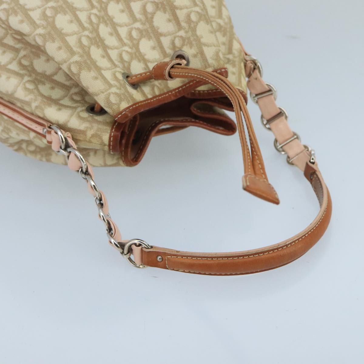 Christian Dior Trotter Romantic Shoulder Bag PVC Beige Auth 100780