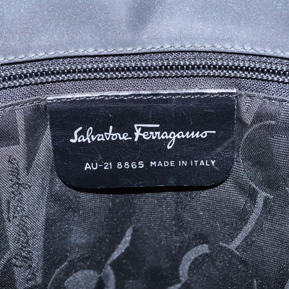 Salvatore Ferragamo Gancini Hand Bag Nylon Black Auth 100784