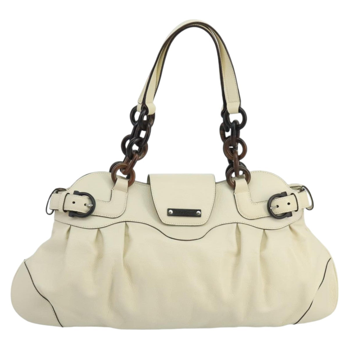 Salvatore Ferragamo Hand Bag Leather White Auth 100785 - 0