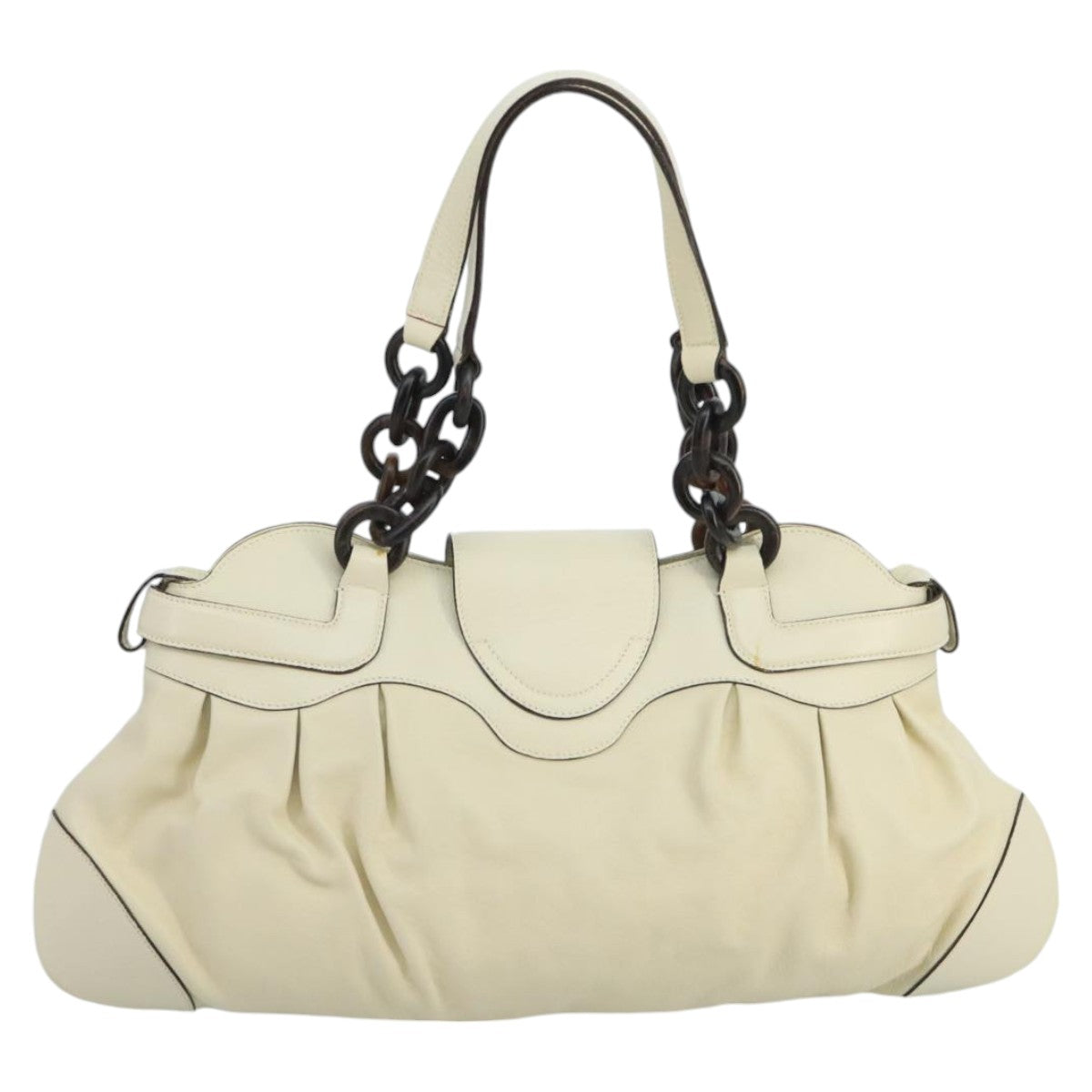 Salvatore Ferragamo Hand Bag Leather White Auth 100785