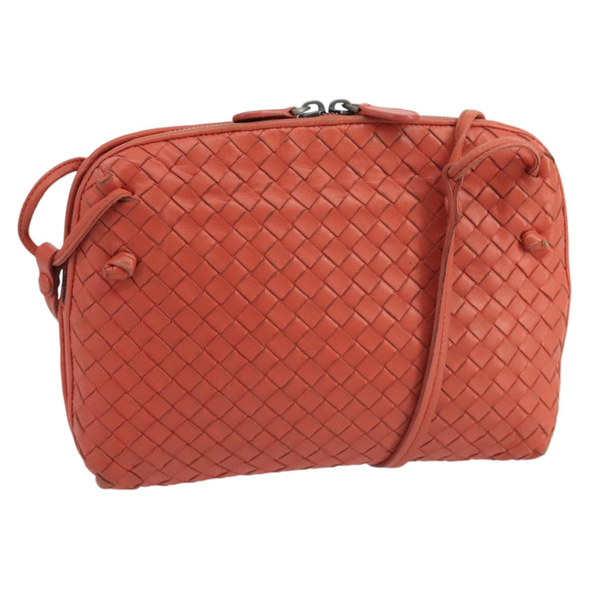 BOTTEGA VENETA INTRECCIATO Shoulder Bag Leather Red 245354 Auth 100787