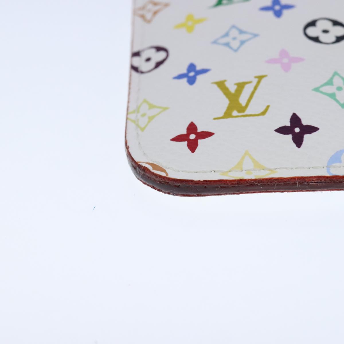 LOUIS VUITTON Multicolor Pochette Cles NM Coin Purse White M93734 Auth 100801A