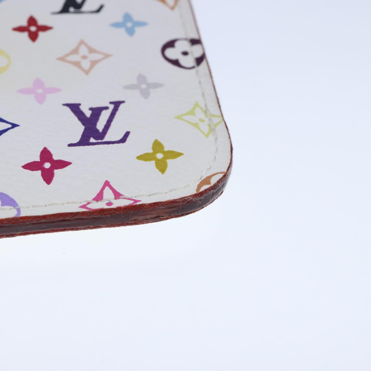 LOUIS VUITTON Multicolor Pochette Cles NM Coin Purse White M93734 Auth 100801A