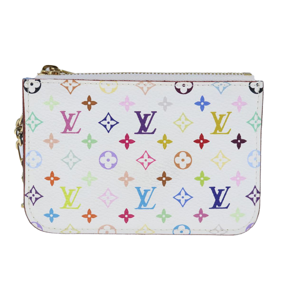 LOUIS VUITTON Multicolor Pochette Cles NM Coin Purse White M93734 Auth 100801A - 0