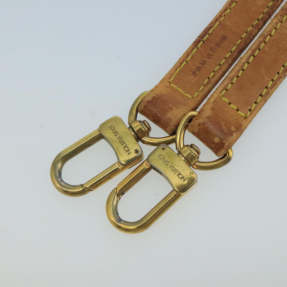 LOUIS VUITTON Shoulder Strap Leather 35.8"" Beige LV Auth 100814