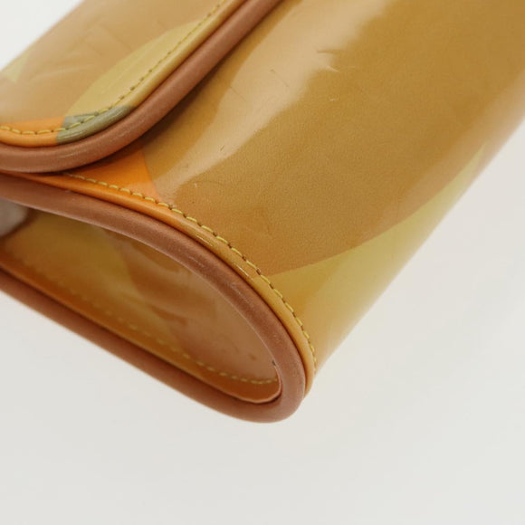 LOUIS VUITTON Monogram Vernis Pochette Fleur Bag Yellow M91118 LV Auth 100844V