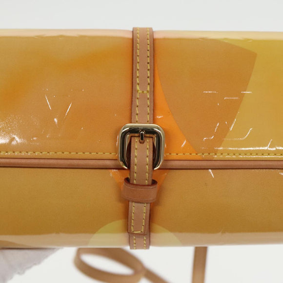 LOUIS VUITTON Monogram Vernis Pochette Fleur Bag Yellow M91118 LV Auth 100844V