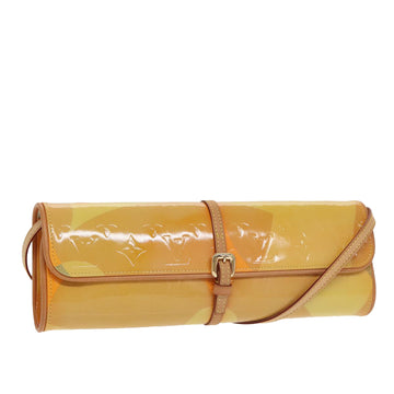 LOUIS VUITTON Monogram Vernis Pochette Fleur Bag Yellow M91118 LV Auth 100844V