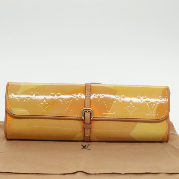 LOUIS VUITTON Monogram Vernis Pochette Fleur Bag Yellow M91118 LV Auth 100844V