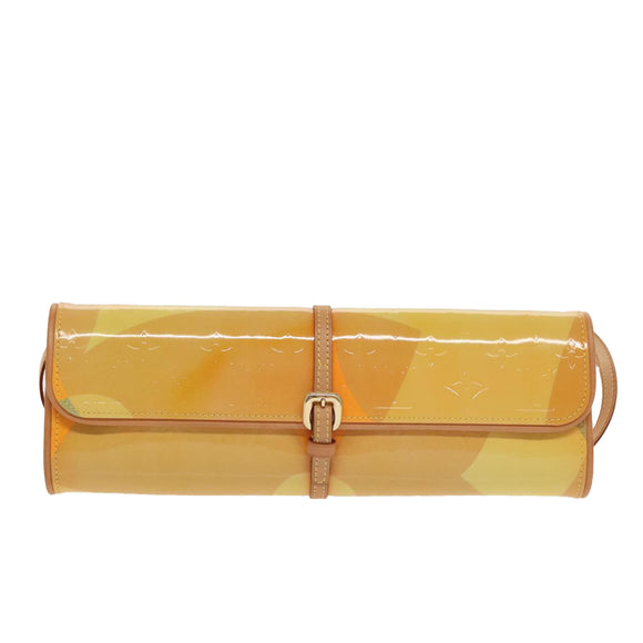 LOUIS VUITTON Monogram Vernis Pochette Fleur Bag Yellow M91118 LV Auth 100844V