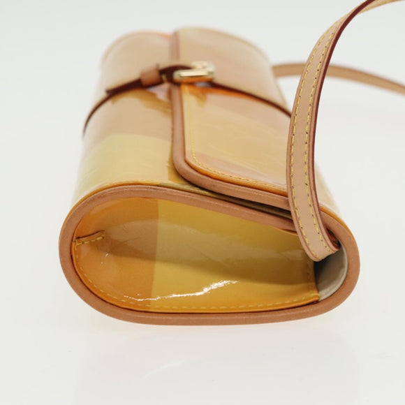 LOUIS VUITTON Monogram Vernis Pochette Fleur Bag Yellow M91118 LV Auth 100844V