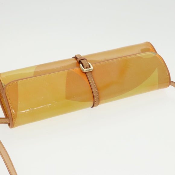 LOUIS VUITTON Monogram Vernis Pochette Fleur Bag Yellow M91118 LV Auth 100844V