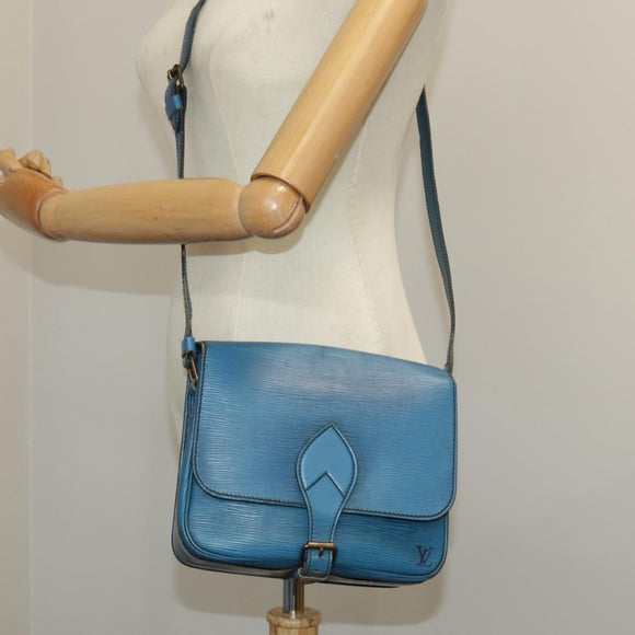 LOUIS VUITTON Epi Cartouchiere MM Shoulder Bag Blue M52245 LV Auth 100848