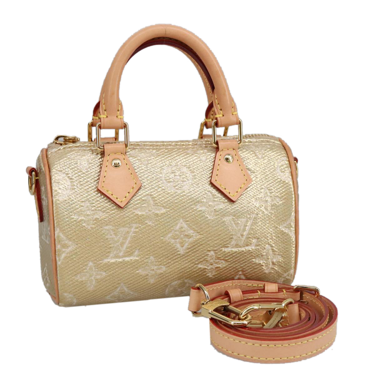 LOUIS VUITTON Monogram Laminated Jacquard Nano Speedy Bag M82242 LV Auth 100862S