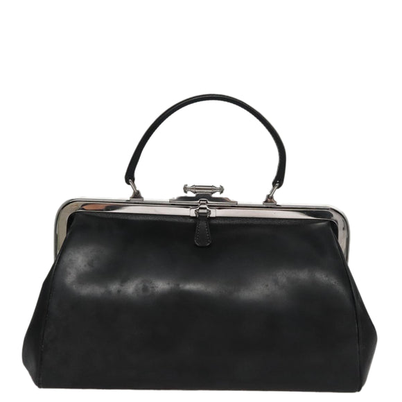 PRADA Hand Bag Leather Black Auth 100868