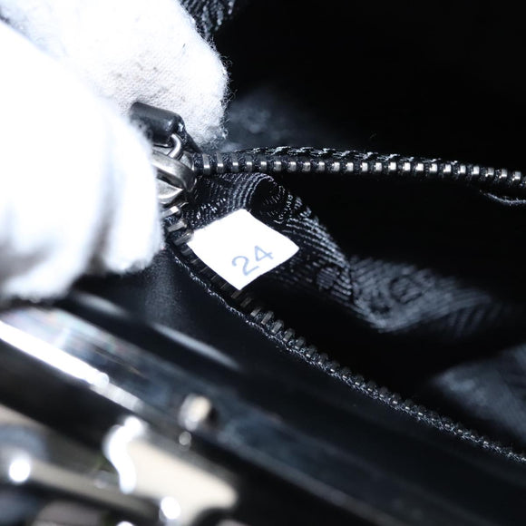 PRADA Hand Bag Leather Black Auth 100868