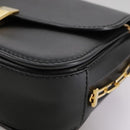 VALENTINO Chain Shoulder Bag Leather Black Gold Auth 100869-15