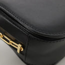 VALENTINO Chain Shoulder Bag Leather Black Gold Auth 100869-16