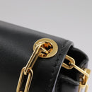 VALENTINO Chain Shoulder Bag Leather Black Gold Auth 100869-9