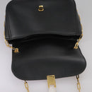 VALENTINO Chain Shoulder Bag Leather Black Gold Auth 100869-19
