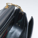 VALENTINO Chain Shoulder Bag Leather Black Gold Auth 100869-21