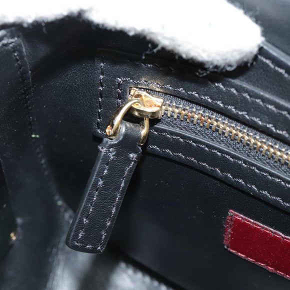 VALENTINO Chain Shoulder Bag Leather Black Gold Auth 100869