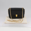 VALENTINO Chain Shoulder Bag Leather Black Gold Auth 100869-12