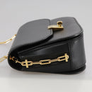 VALENTINO Chain Shoulder Bag Leather Black Gold Auth 100869-3