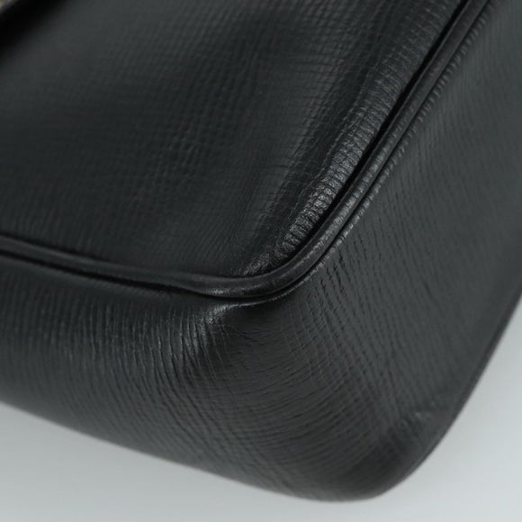 CELINE Shoulder Bag Leather Black Gold Auth 100870