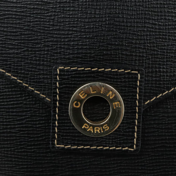 CELINE Shoulder Bag Leather Black Gold Auth 100870