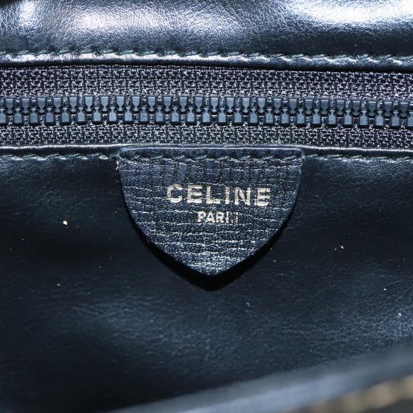 CELINE Shoulder Bag Leather Black Gold Auth 100870