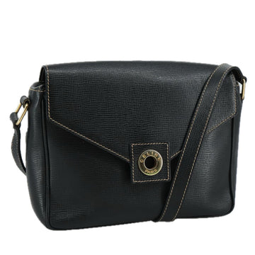 CELINE Shoulder Bag Leather Black Gold Auth 100870