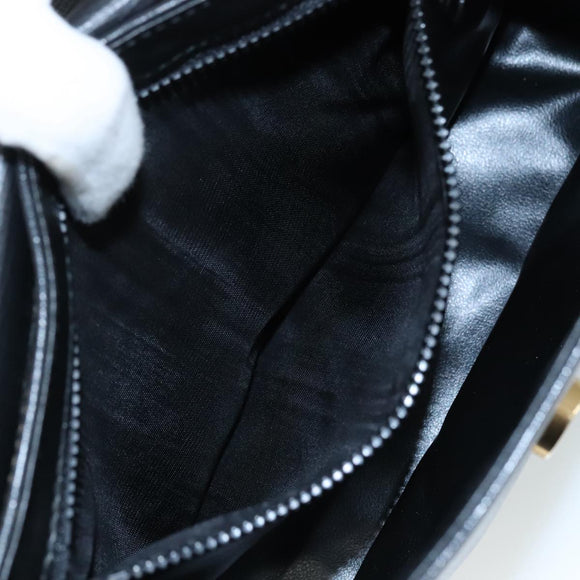 CELINE Shoulder Bag Leather Black Gold Auth 100870