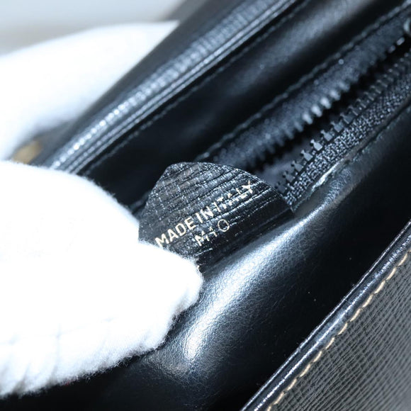 CELINE Shoulder Bag Leather Black Gold Auth 100870