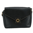 CELINE Shoulder Bag Leather Black Gold Auth 100870-13