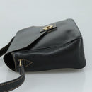 CELINE Shoulder Bag Leather Black Gold Auth 100870-4
