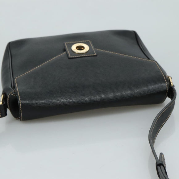 CELINE Shoulder Bag Leather Black Gold Auth 100870
