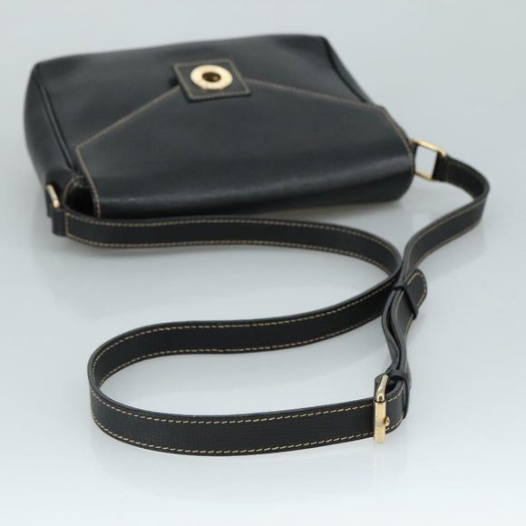 CELINE Shoulder Bag Leather Black Gold Auth 100870