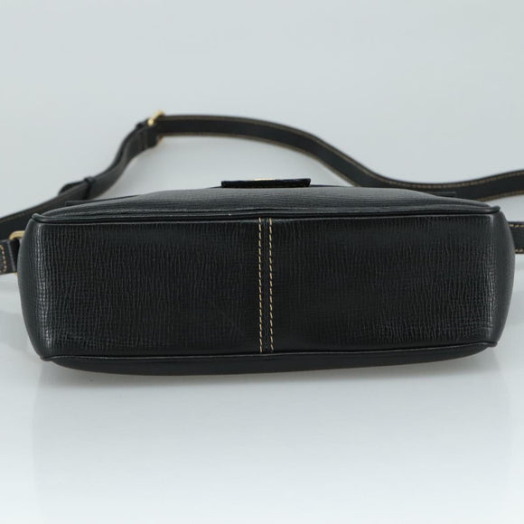 CELINE Shoulder Bag Leather Black Gold Auth 100870