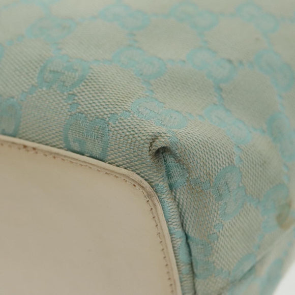 GUCCI GG Canvas Tote Bag Lichtblauw Goud 002 1098 Auth 100928