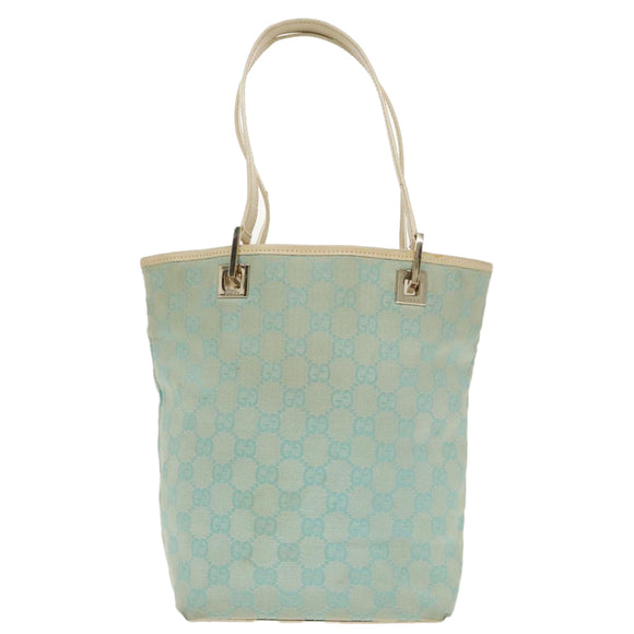 GUCCI GG Canvas Tote Bag Lichtblauw Goud 002 1098 Auth 100928