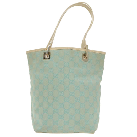 GUCCI GG Canvas Tote Bag Lichtblauw Goud 002 1098 Auth 100928
