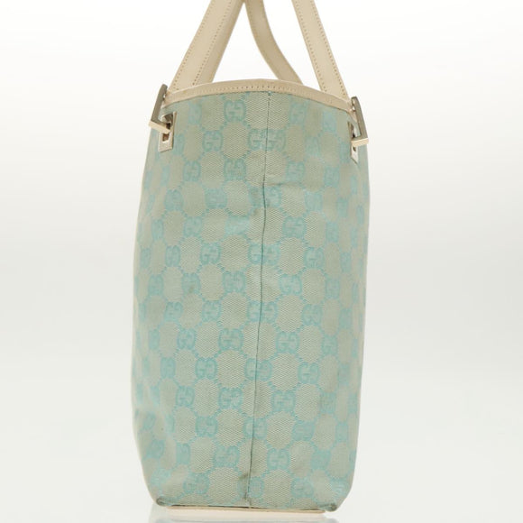 GUCCI GG Canvas Tote Bag Lichtblauw Goud 002 1098 Auth 100928