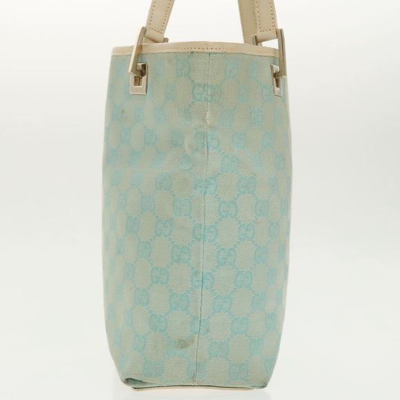 GUCCI GG Canvas Tote Bag Light Blue Gold 002 1098 Auth 100928