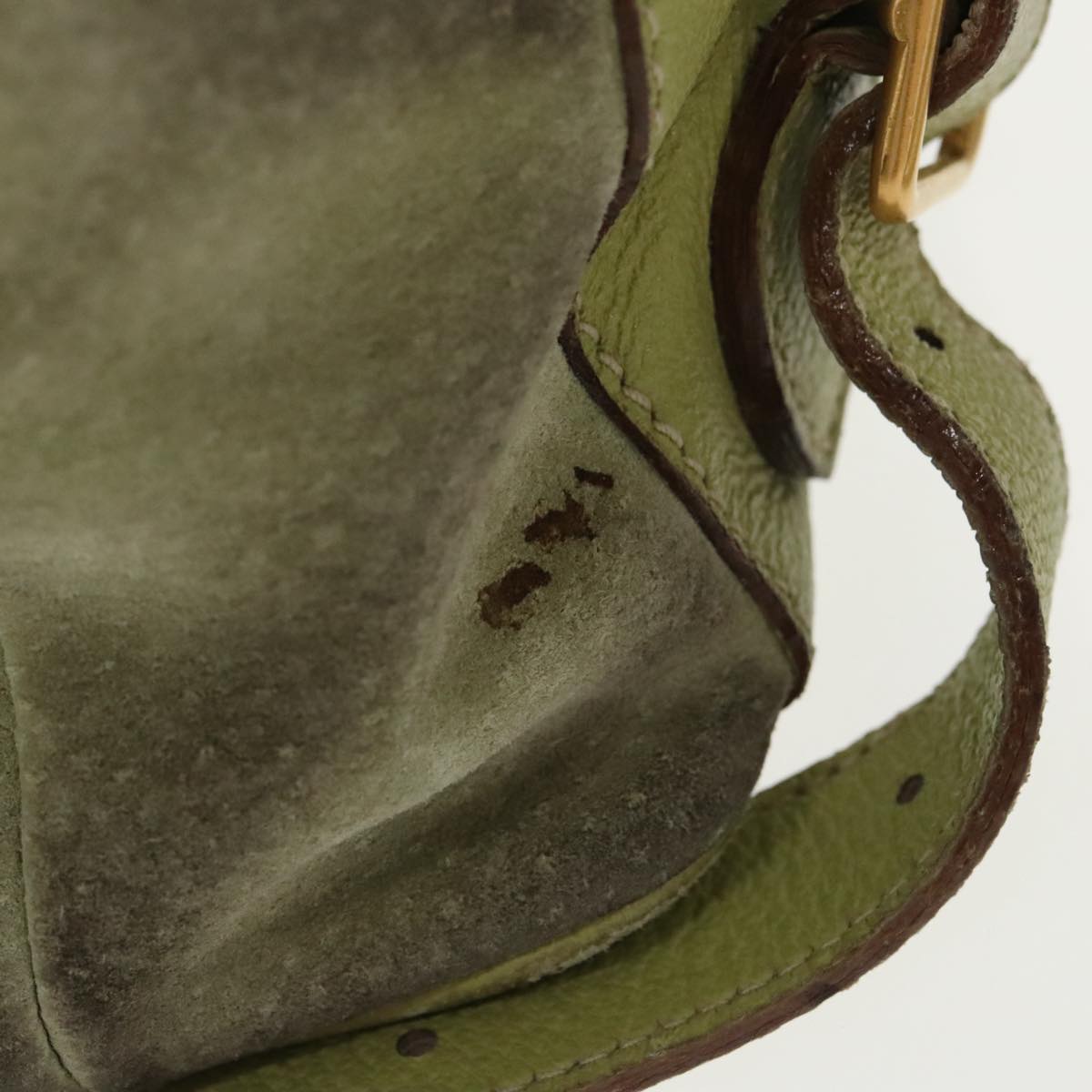 GUCCI Bamboo Backpack Suede Green Gold 003 2058 0016 Auth 100938